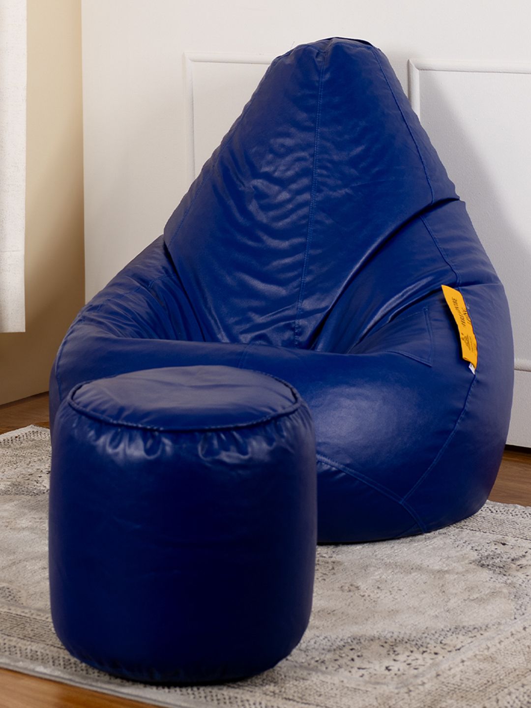 THREADVIBE LIVING Blue 2 Pieces Teardrop Bean Bag With Footrest Filled-picture-50
