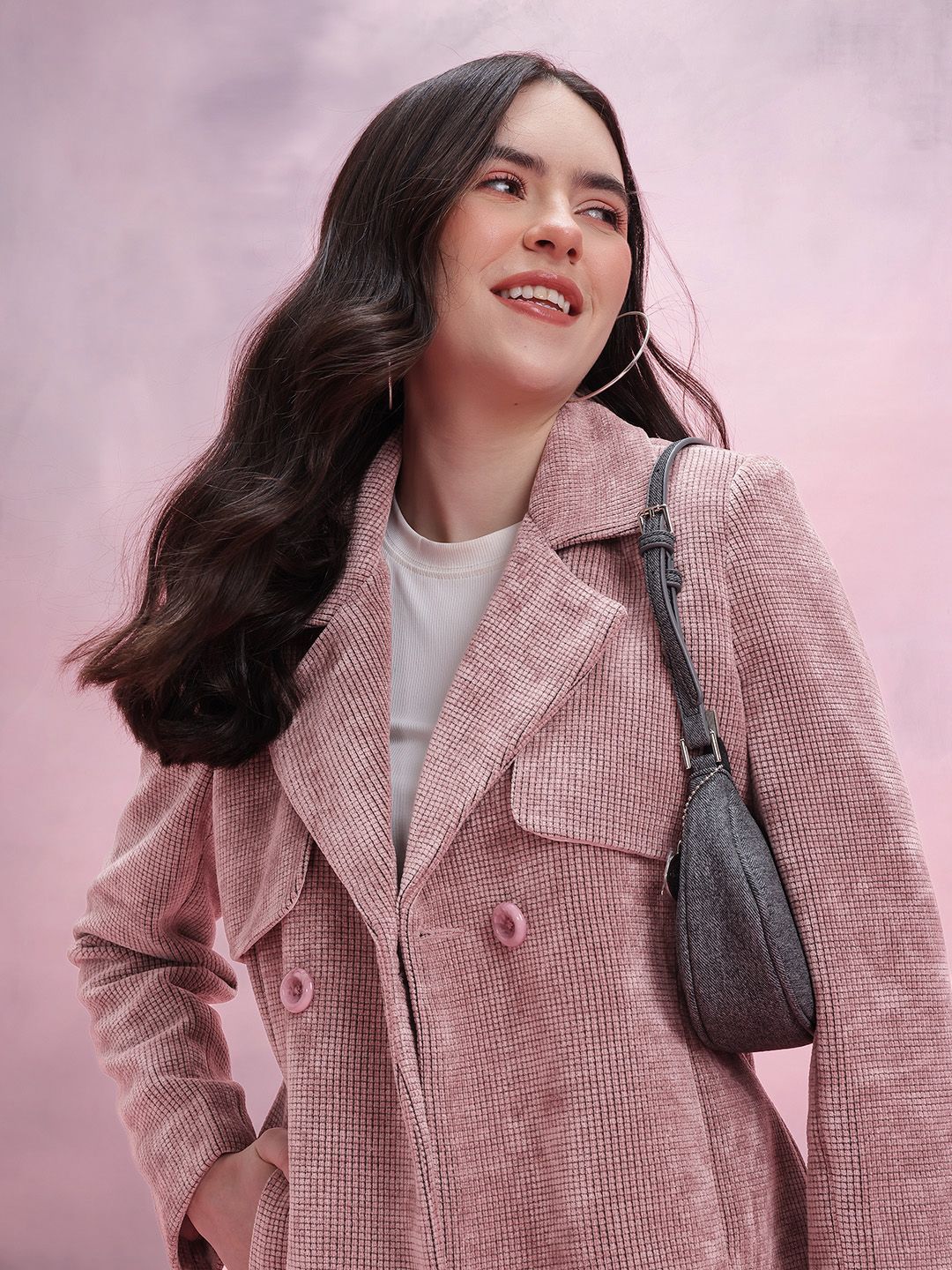DressBerry Paneled Corduroy Single-Breasted Blazer-picture-32