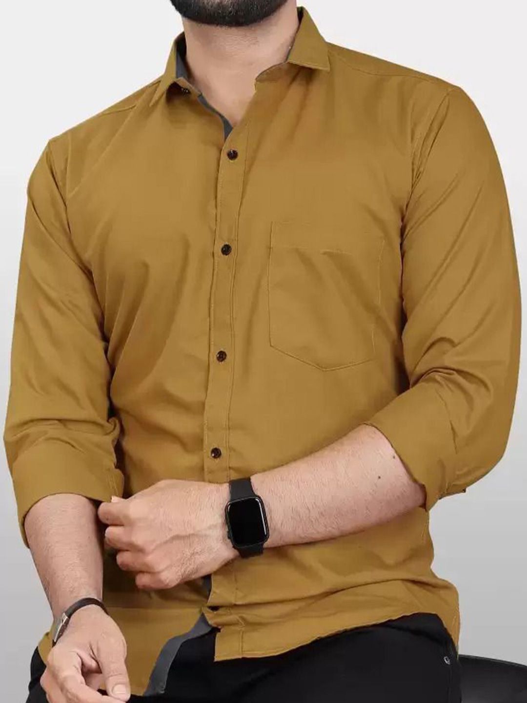 THE BEETEL HOUSE Men Solid Spread Collar Cotton Casual Shirt-picture-22