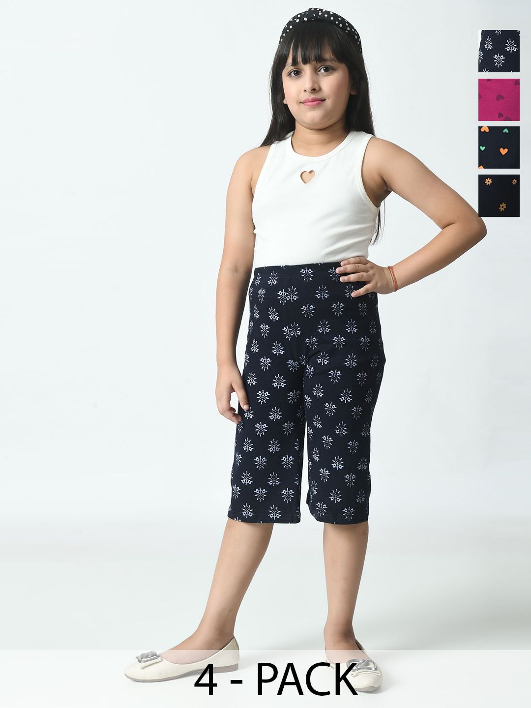 BAESD Girls Pack Of 4 Printed Regular Fit Capris-picture-30