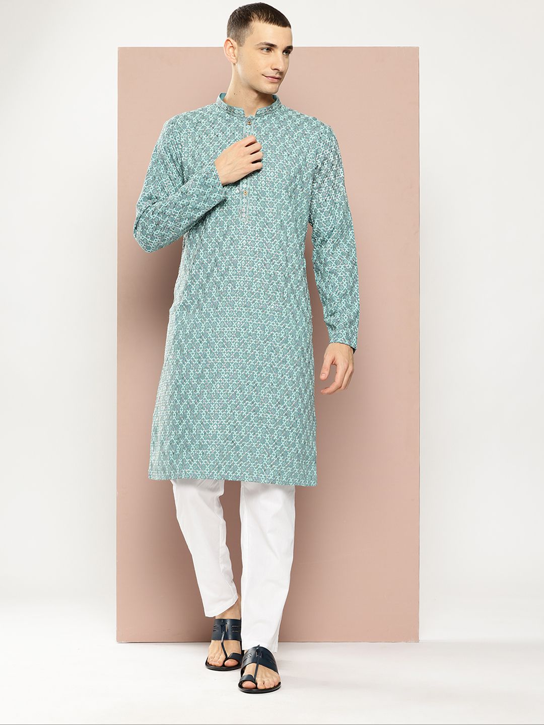 See Designs Men Ethnic Motifs Embroidered Regular Sequinned Kurta with Pyjamas-picture-19