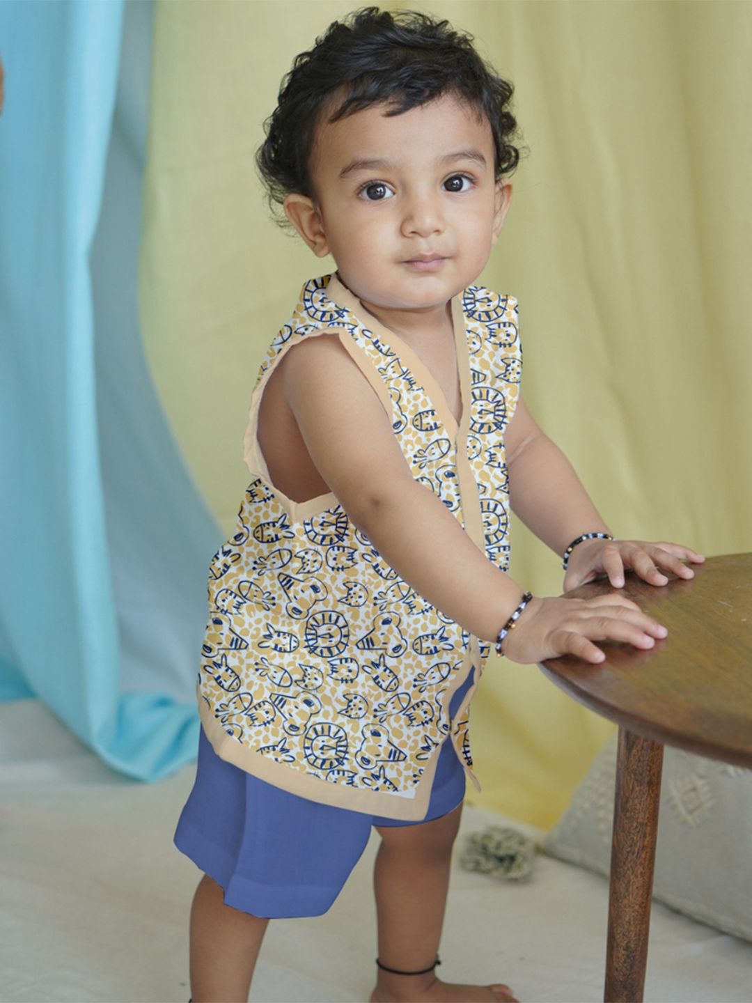 The Boo Boo Club Unisex Kids Printed Organic Muslin Jhabla & Short-picture-30