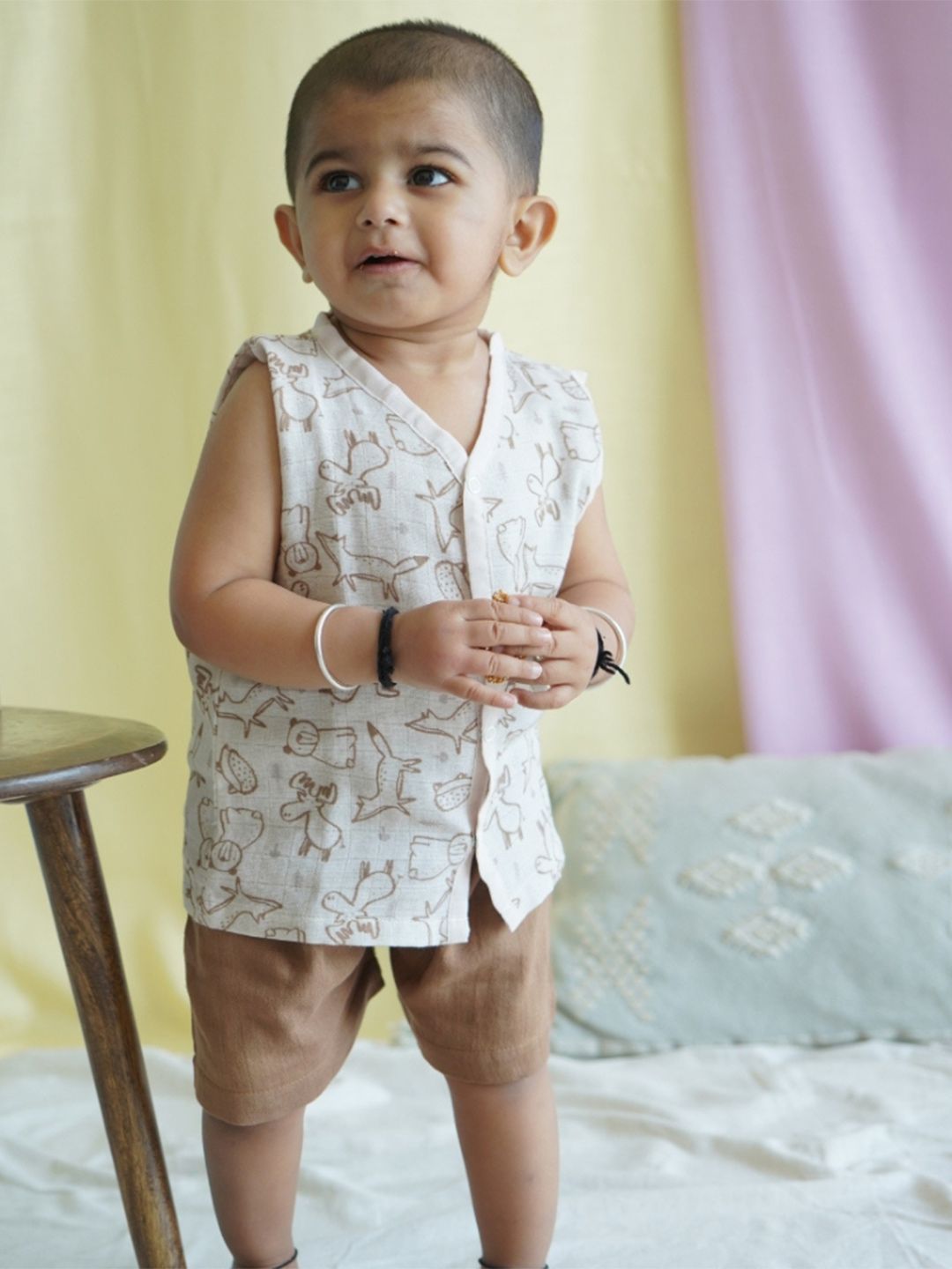 The Boo Boo Club Kids Printed Organic Muslin Jhabla & Short-picture-15