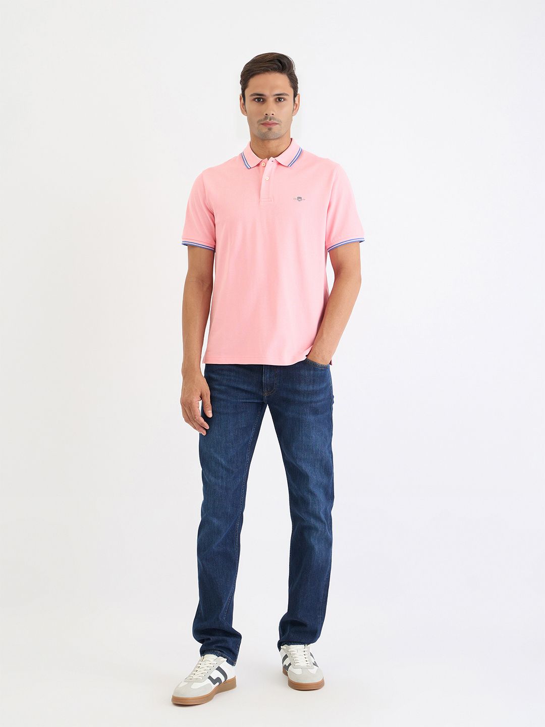 Gant Men Red Solid Pure Cotton  Polo Collar T-Shirt
