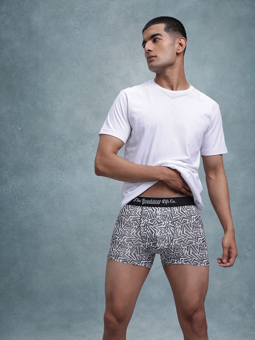 The Roadster Lifestyle Co. Men Grey Printed Ultrasoft Stretchable Trunk-picture-26