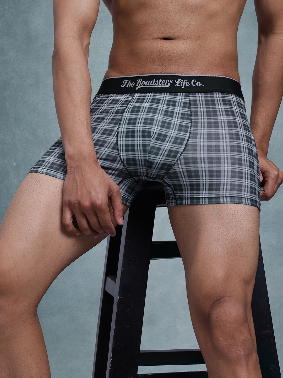 The Roadster Lifestyle Co. Men Black Checked Ultrasoft Stretchable Trunk-picture-31
