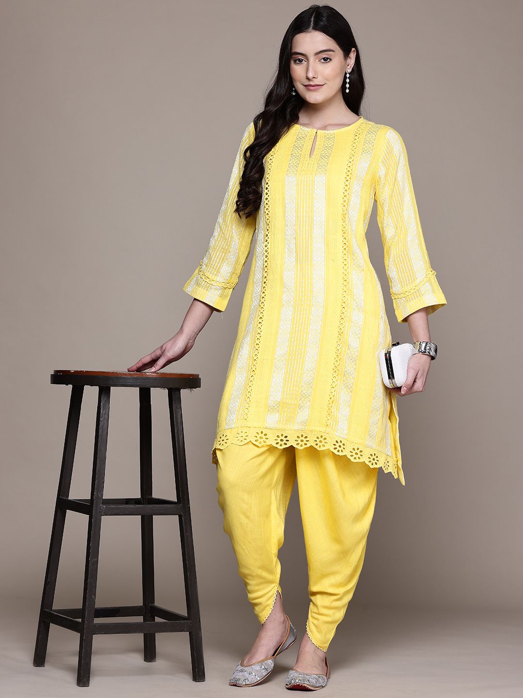 aarke Ritu Kumar Striped Regular Pure Cotton Kurta With Salwar-picture-10