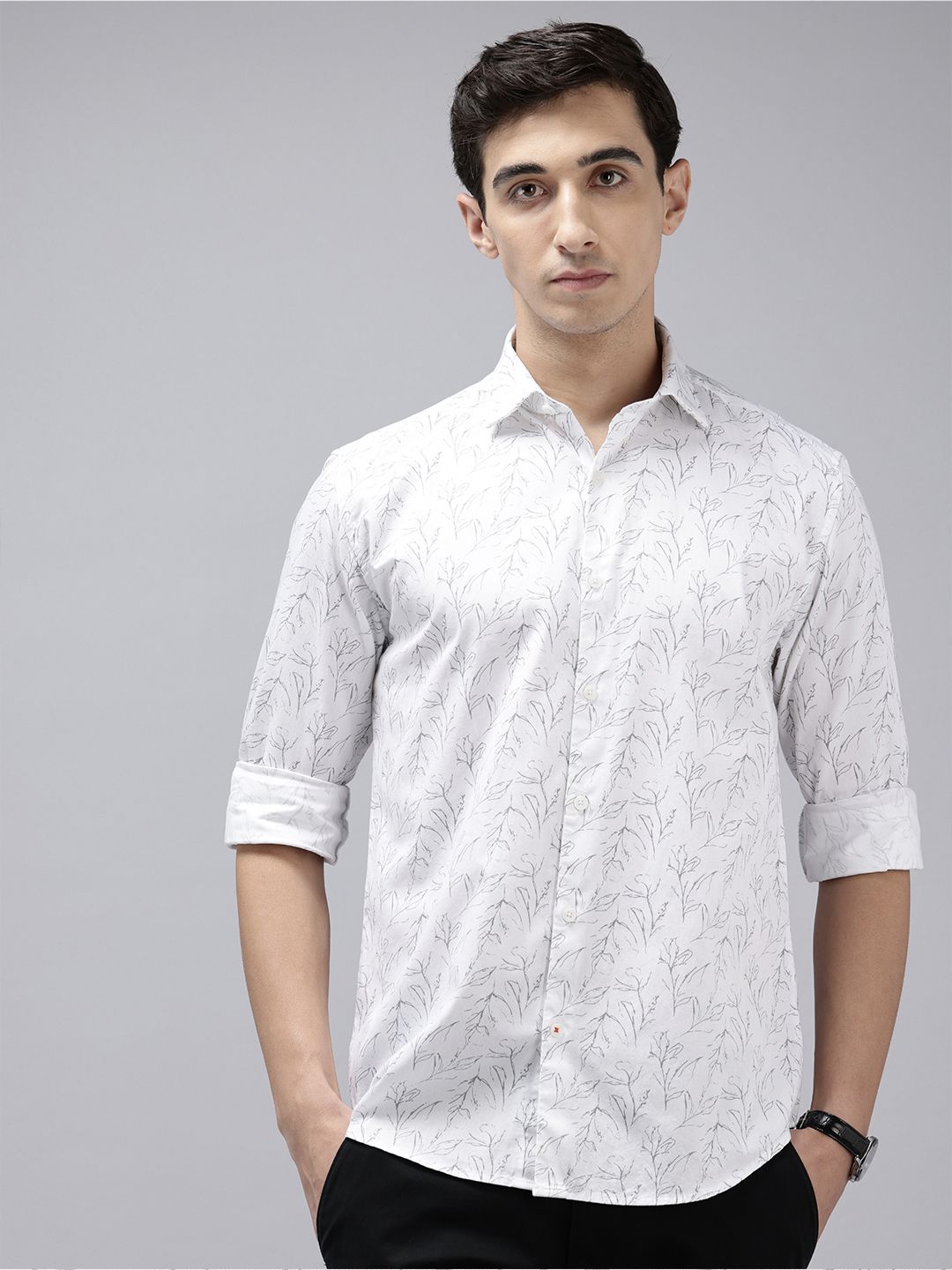 Park Avenue Slim Fit Floral Printed Pure Cotton Casual Shirt-picture-16