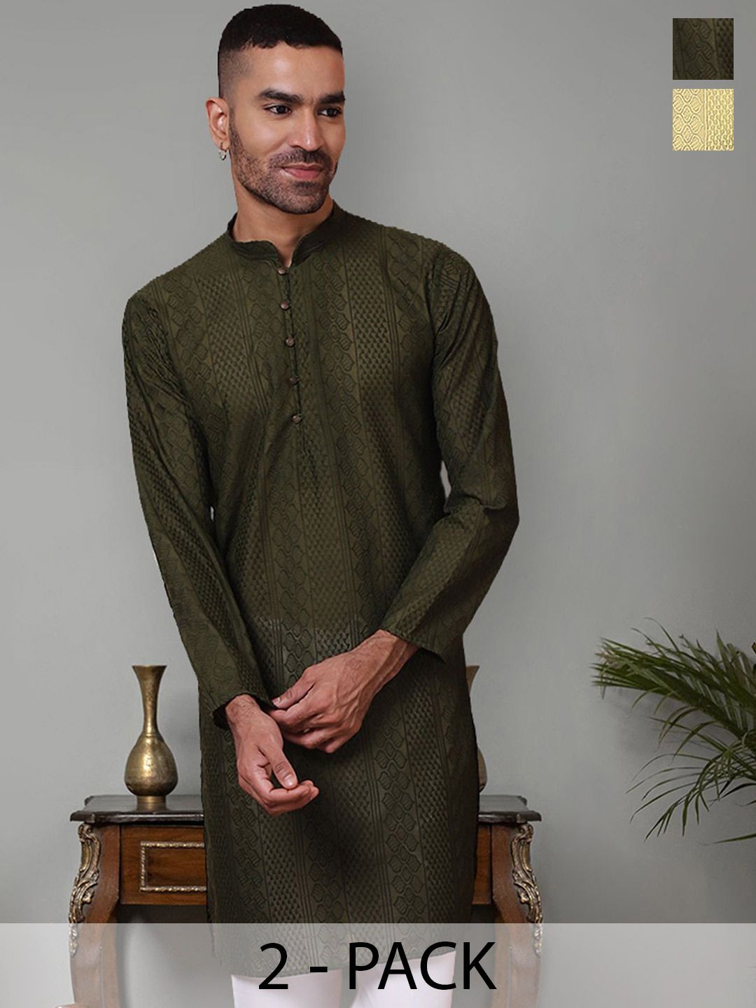 Jompers Men Pack of 2 Regular Cotton Straight Kurta-picture-54