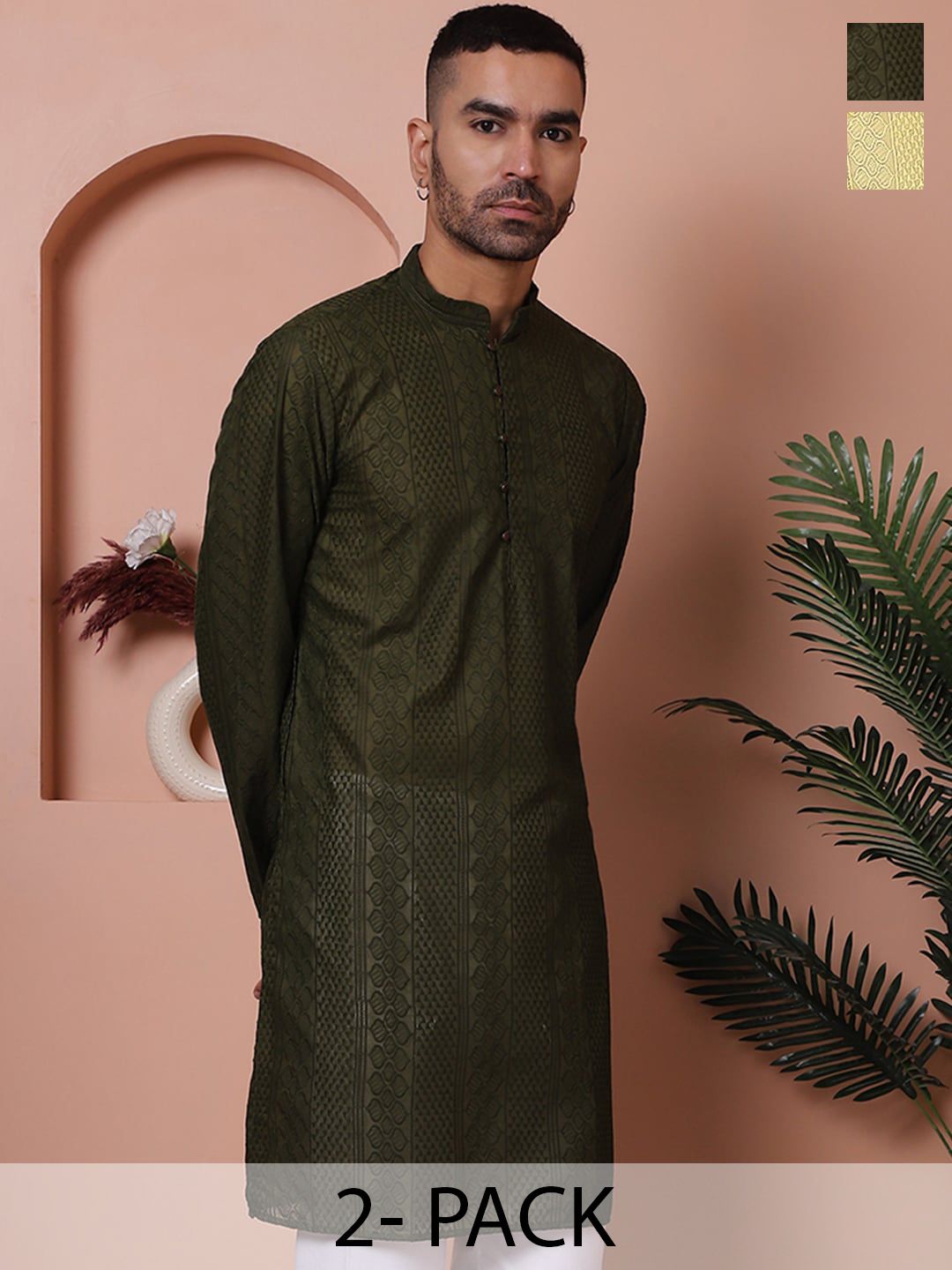 Jompers Pack of 2 Woven Design Semi Sheer Kurta-picture-23