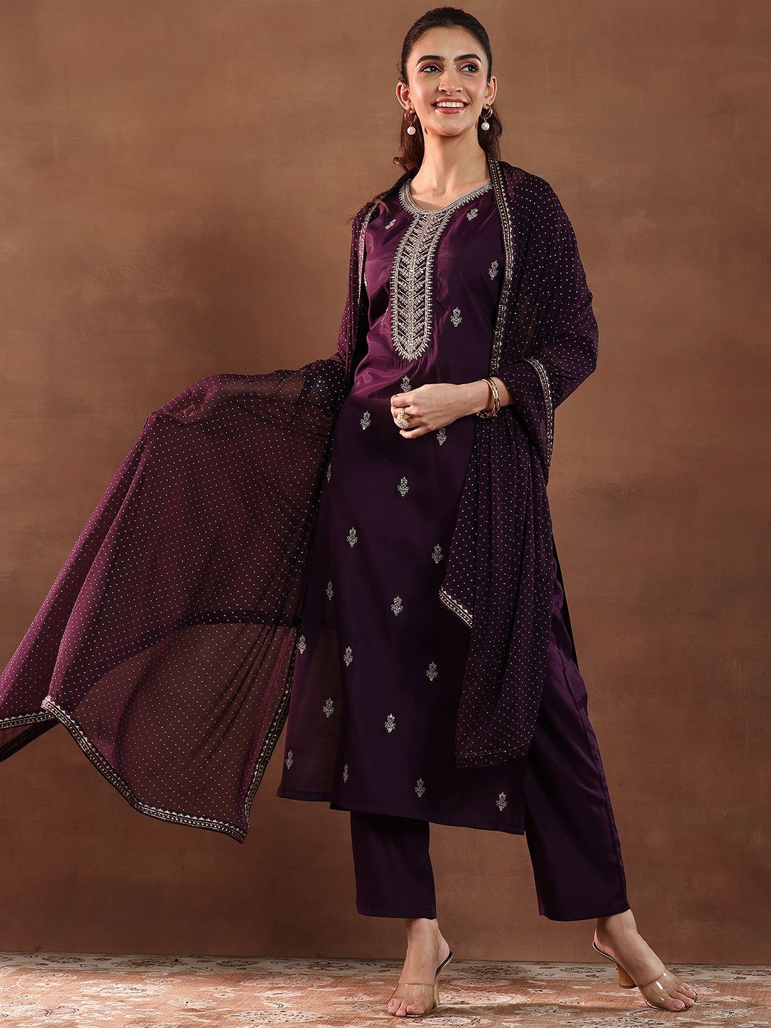 Gerua By Libas Women Floral Embroidered Regular Kurta with Trousers & With Dupatta-picture-18