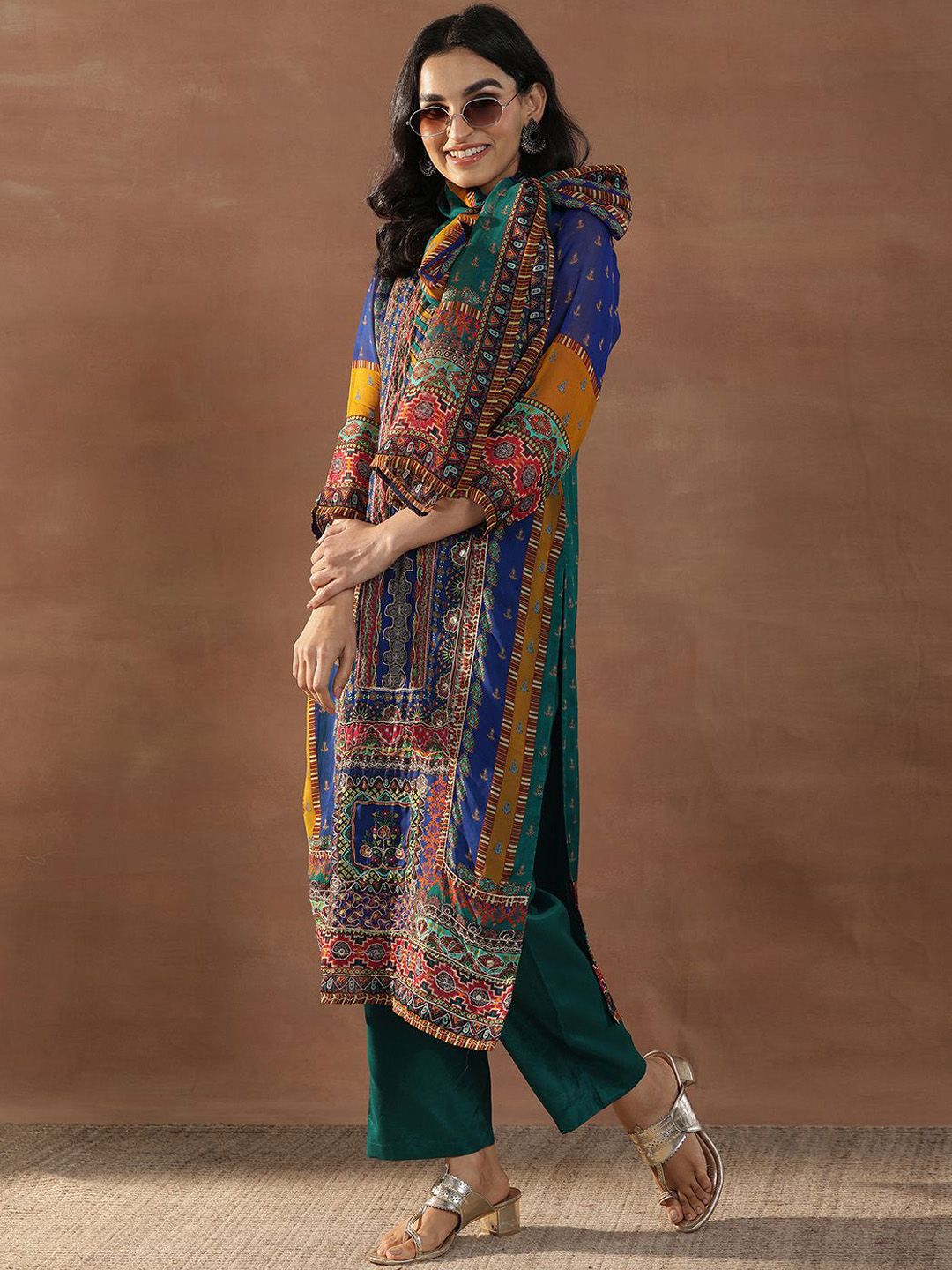 Libas Women Ethnic Motifs Printed Regular Kurta with Trousers & With Dupatta-image-36