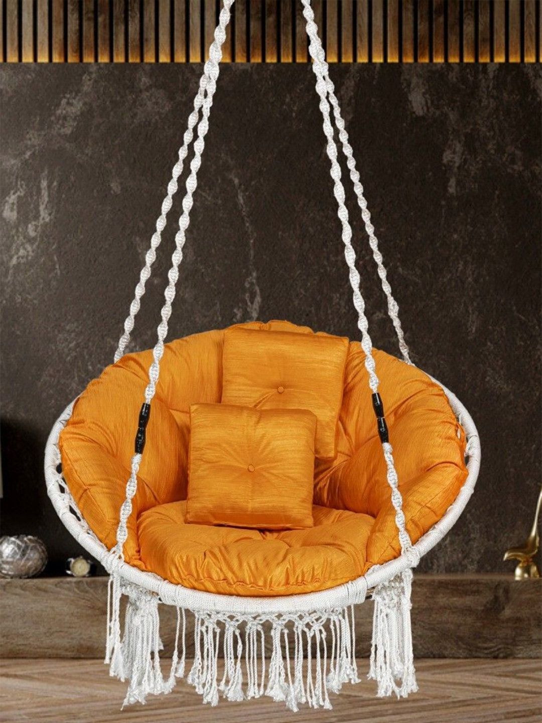 Patiofy Premium White Round Comfortable Hammock Swing Chair With Cushion