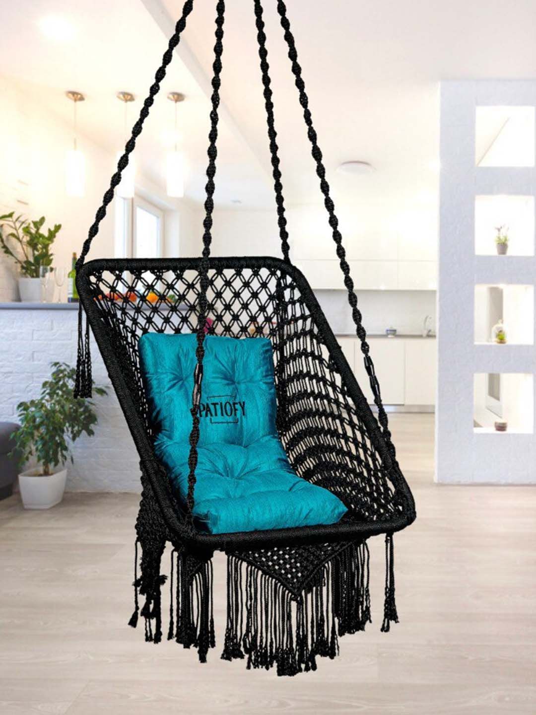 Patiofy Premium Blue & Black Comfortable Hammock Swing Chair With Cushion-picture-11