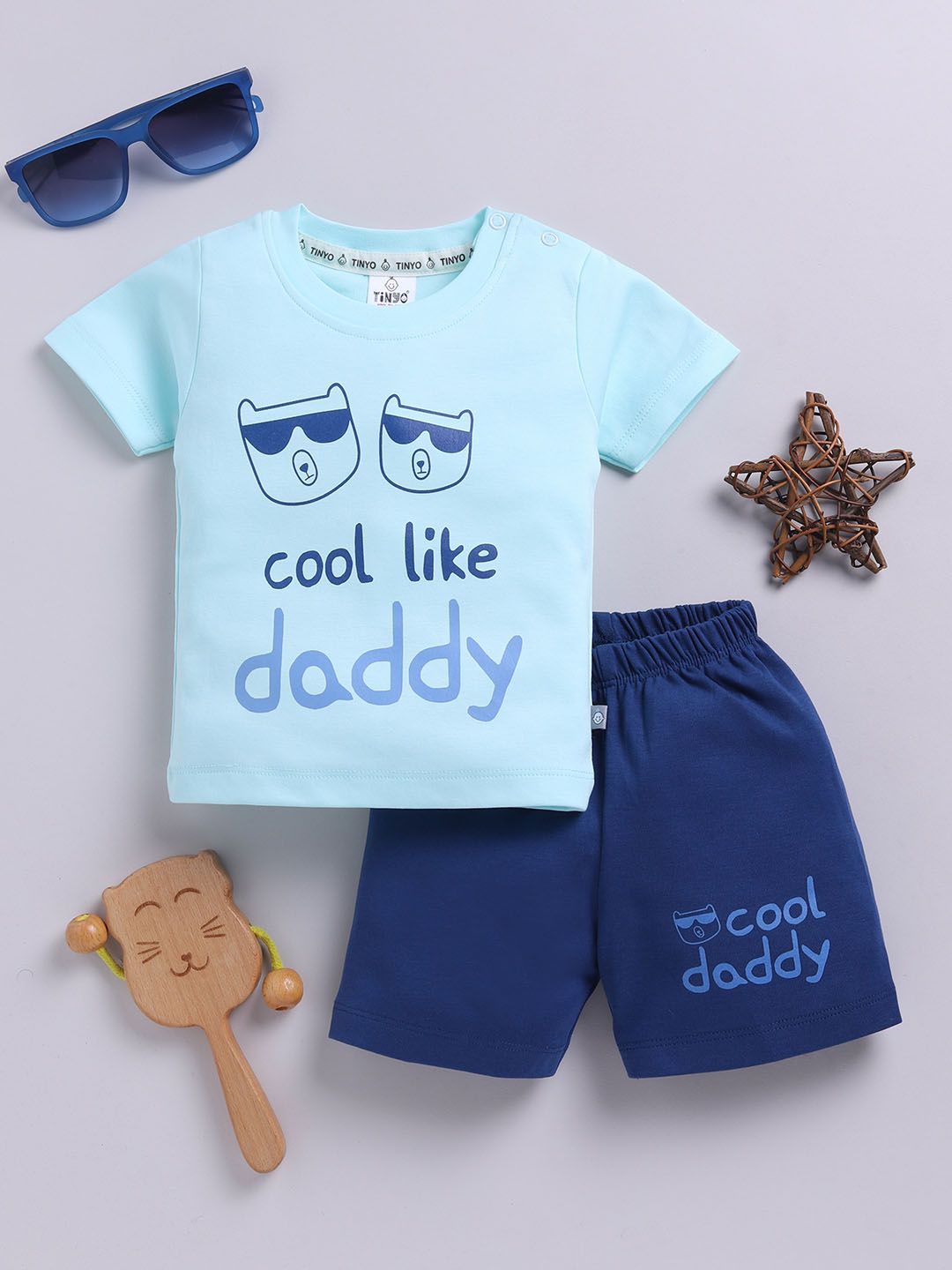 YK X Tinyo Infant Boys Printed Pure Cotton T-shirt with Shorts-picture-13