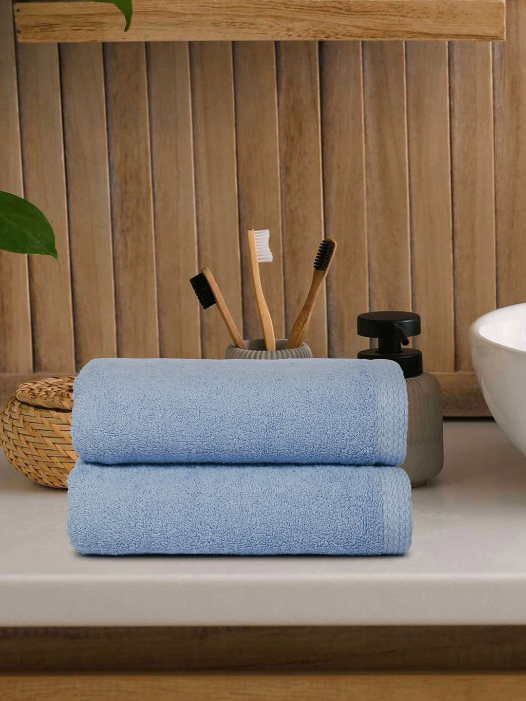 DREAM WEAVERZ Blue 2 Pieces Cotton 550 GSM Hand Towels-picture-29