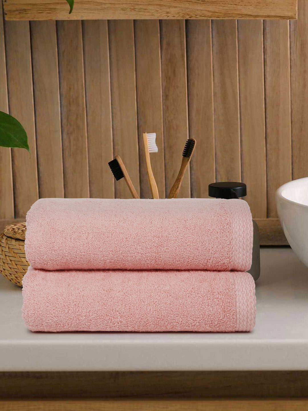 DREAM WEAVERZ Pink 2 Pieces Cotton 550 GSM Hand Towels-picture-42