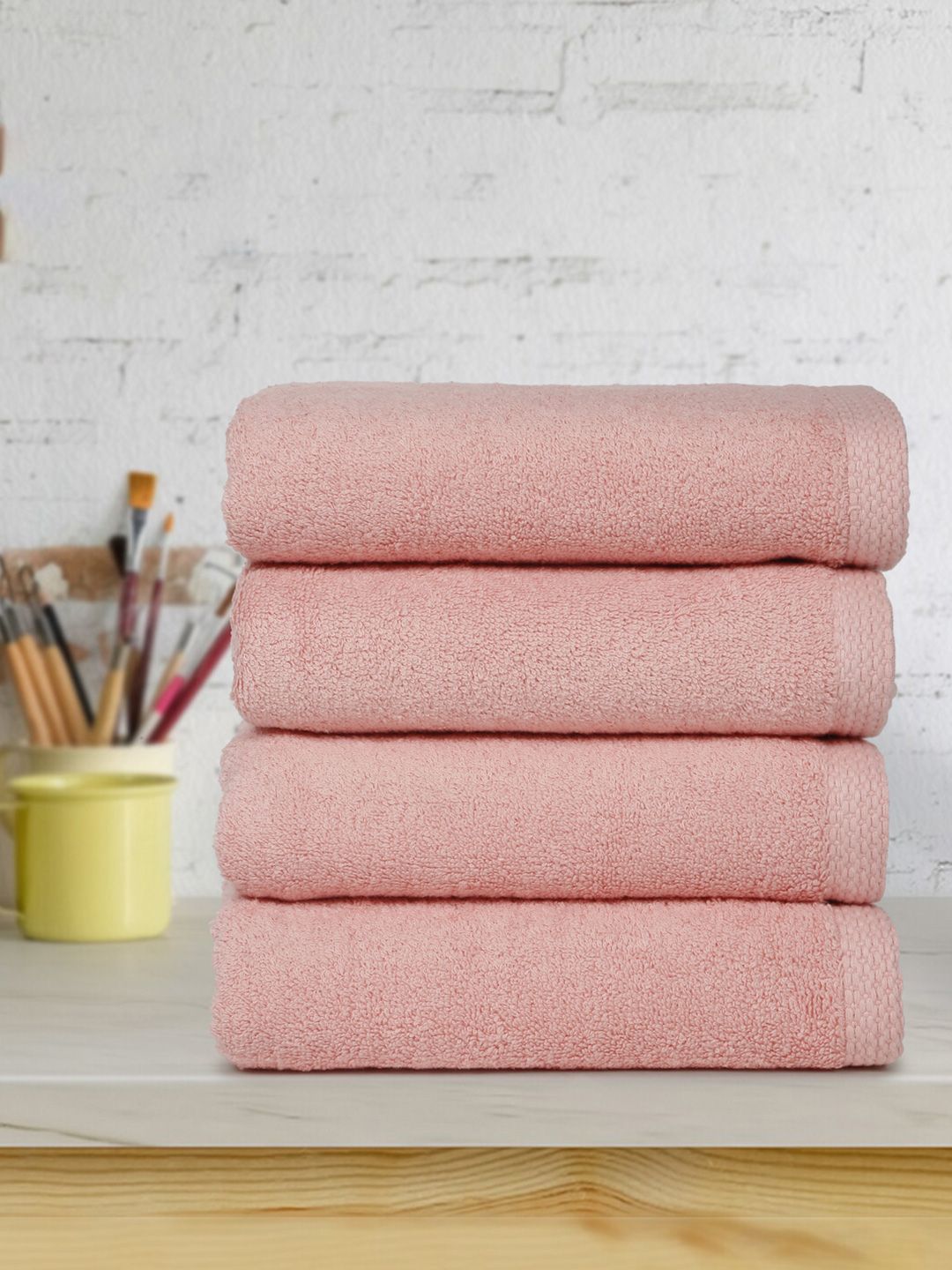 DREAM WEAVERZ Pink 4 Pieces Cotton 550 GSM Hand Towels-picture-23