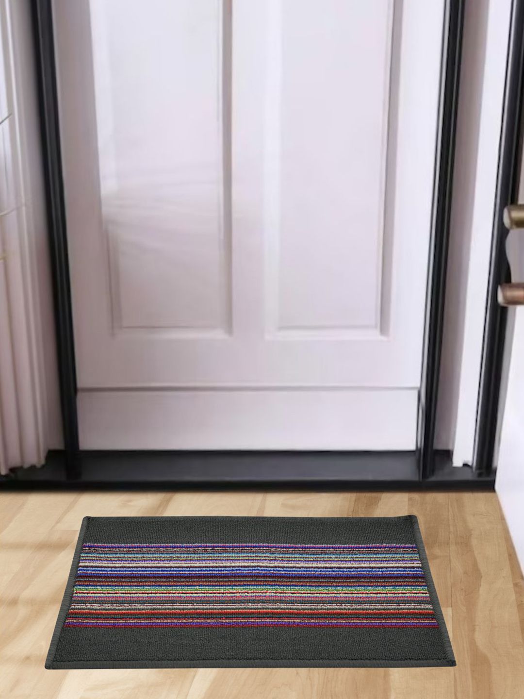 DREAM WEAVERZ Blue & Pink Striped Anti Skid Doormat-image-17