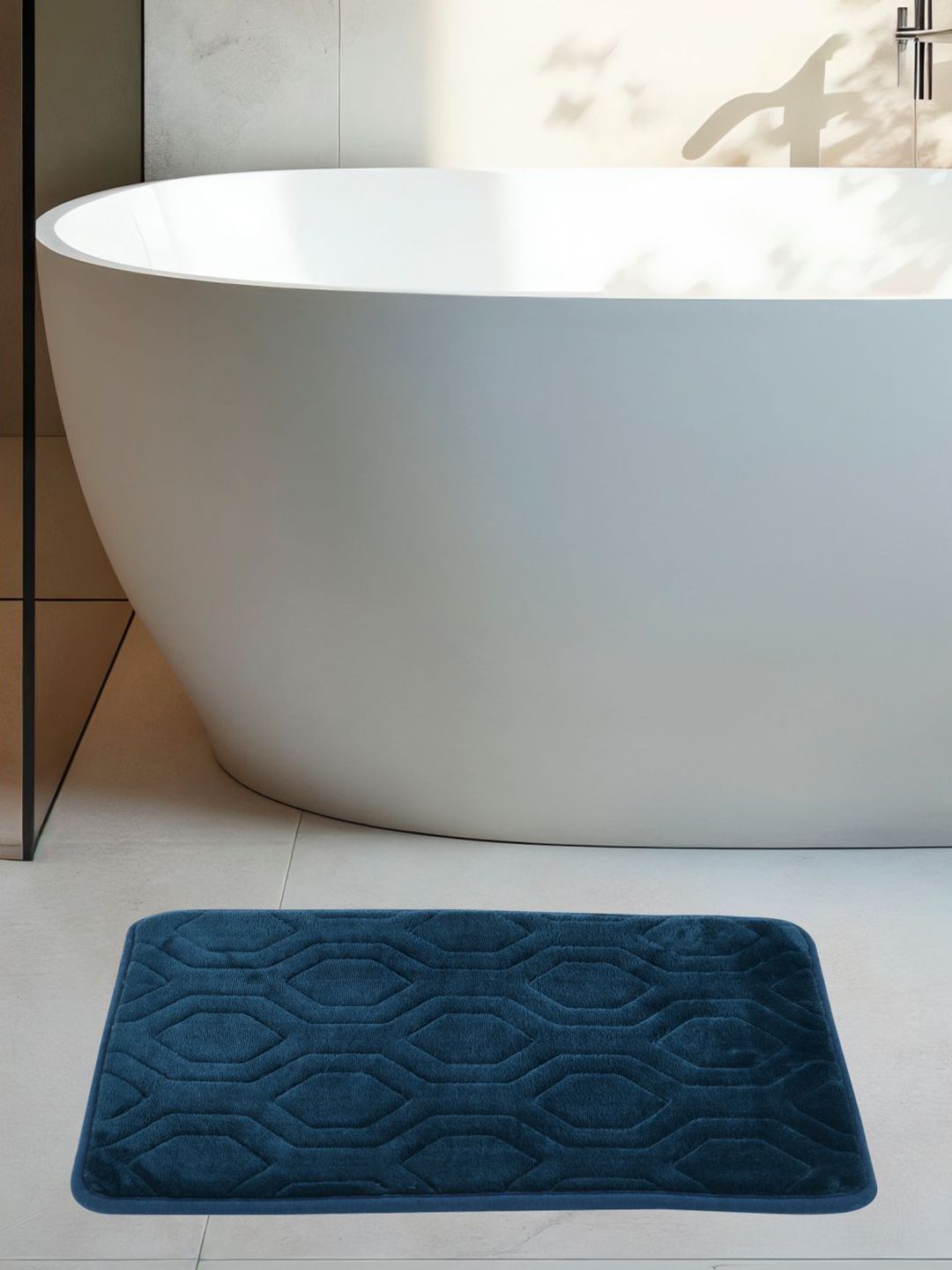 DREAM WEAVERZ Blue Geometric 300 GSM Anti-Skid Bath Rugs-picture-38