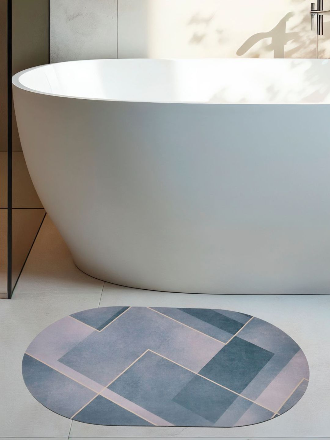 DREAM WEAVERZ Grey Geometric 300 GSM Anti-Skid Bath Rugs-picture-49