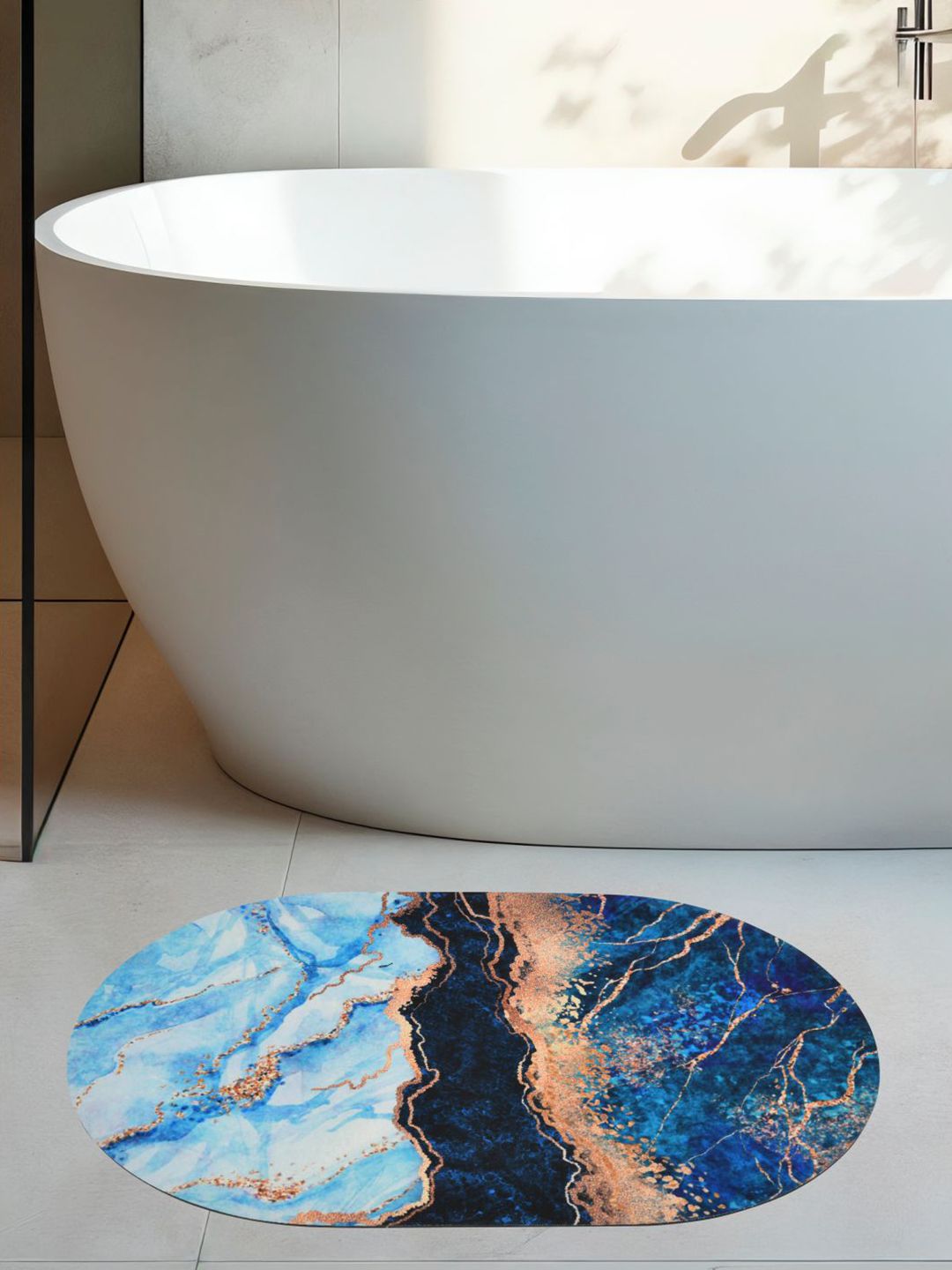 DREAM WEAVERZ Blue & Beige 300 GSM Anti-Slip Bath Rugs-picture-11