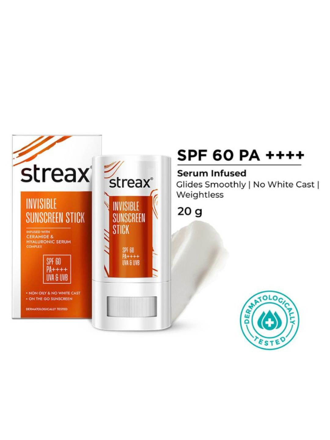 Streax SPF60 PA++++ Invisible Sunscreen Stick with Ceramides & Hyaluronic - 20 g-image-8