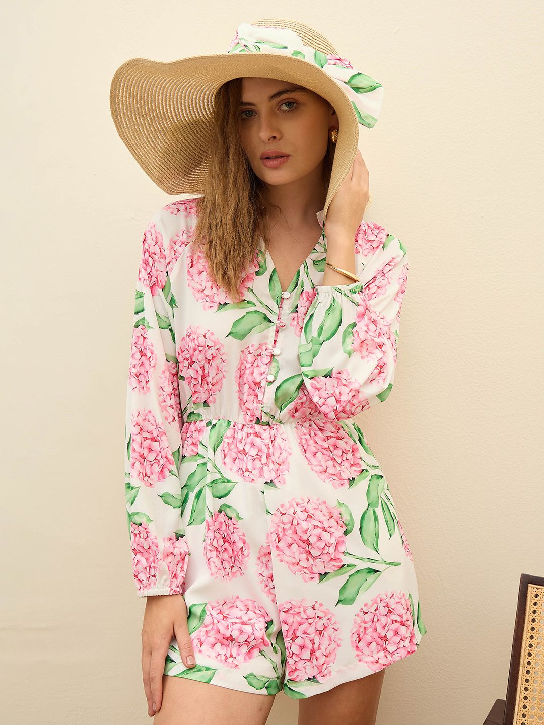 SASSAFRAS Women V-Neck Printed Jumpsuit