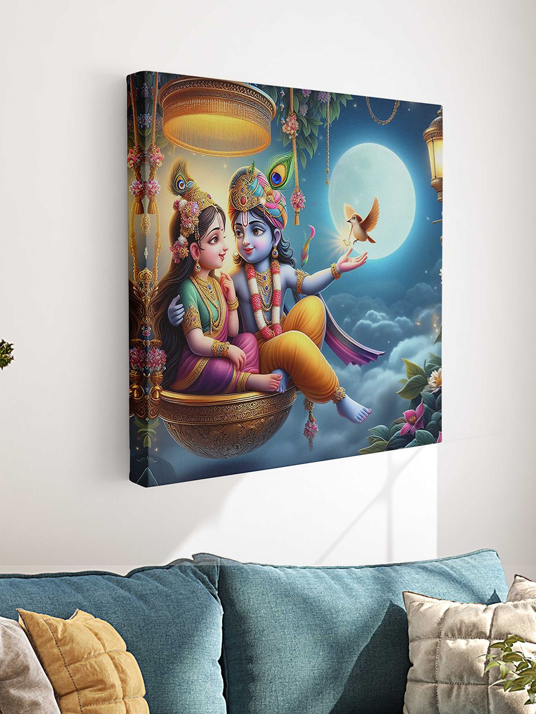 Myntra Elegant Homes Blue & Brown Lord Radha Krishna Printed Canvas Wall Painting-picture-37