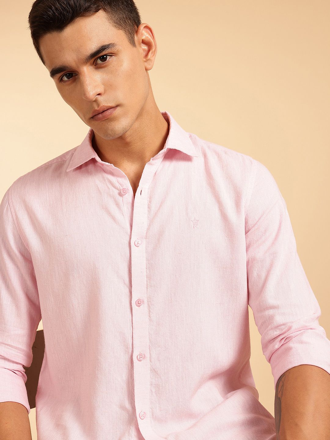 French Connection Men Solid Slim Fit Cotton Linen Casual Shirt-picture-27