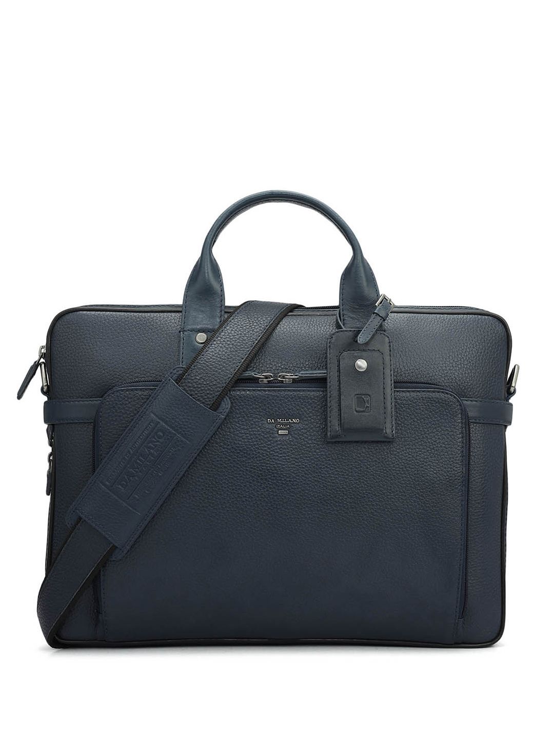 Da Milano Men Textured Leather Laptop Bag-image-21