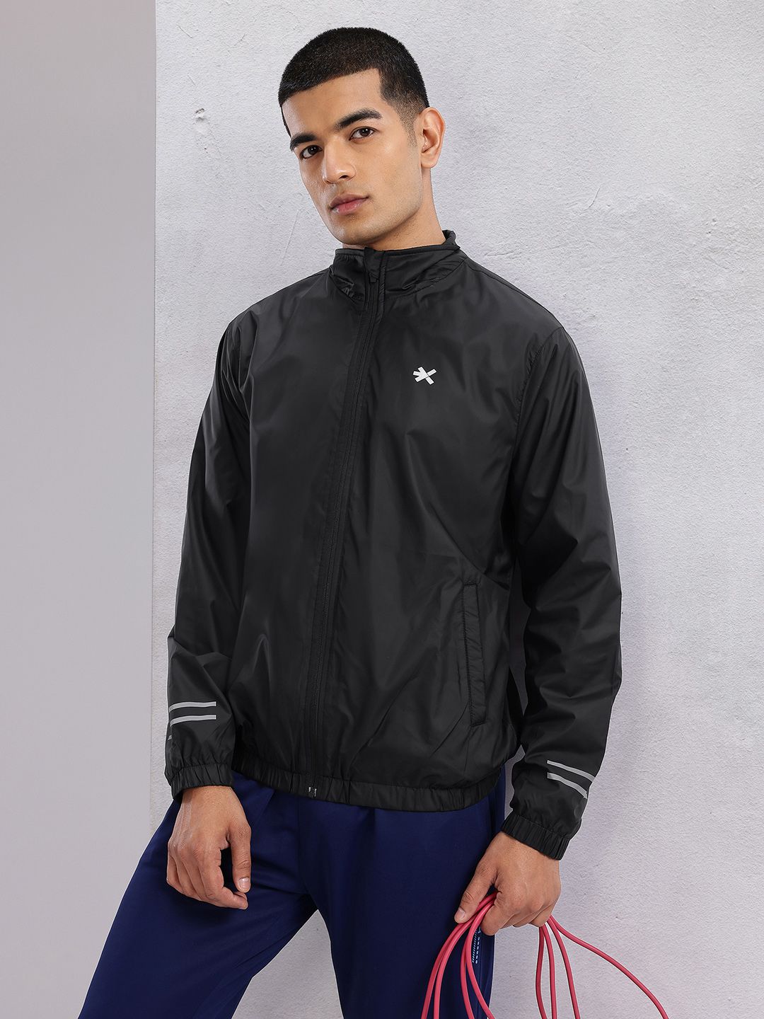 HRX by Hrithik Roshan Mock Collar Rapid-Dry Training Jacket with Reflective Elements-picture-42
