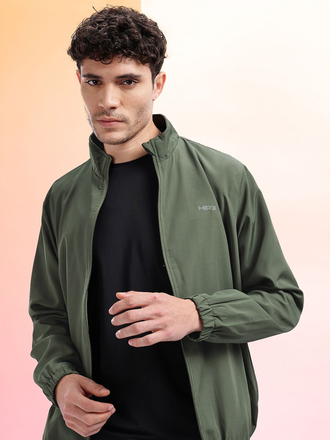 HRX by Hrithik Roshan Brand Logo Detail Mock Collar Running Bomber Jacket-picture-31