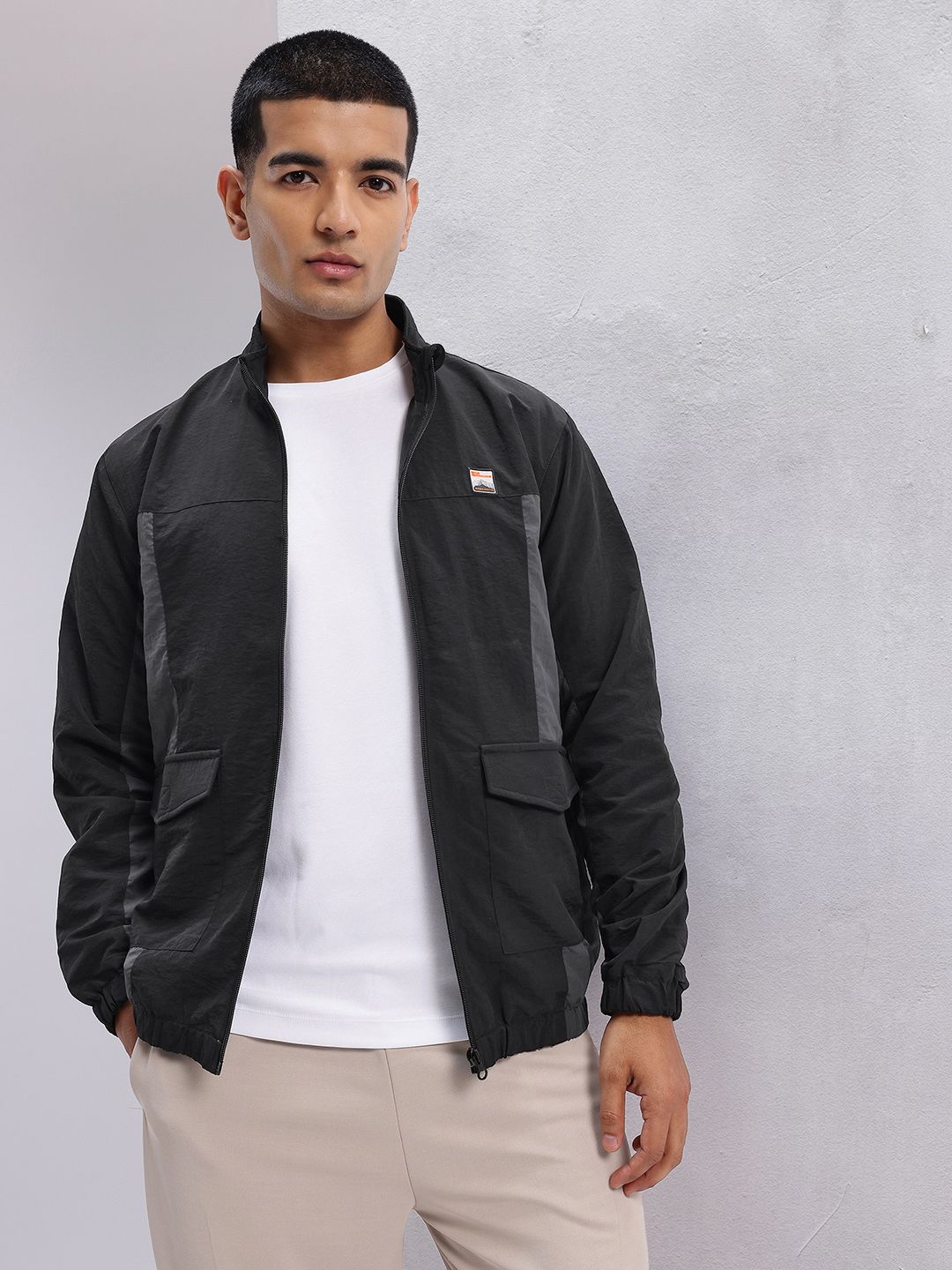 HRX by Hrithik Roshan Colorblocked Mock Collar Bomber Jacket-image-34