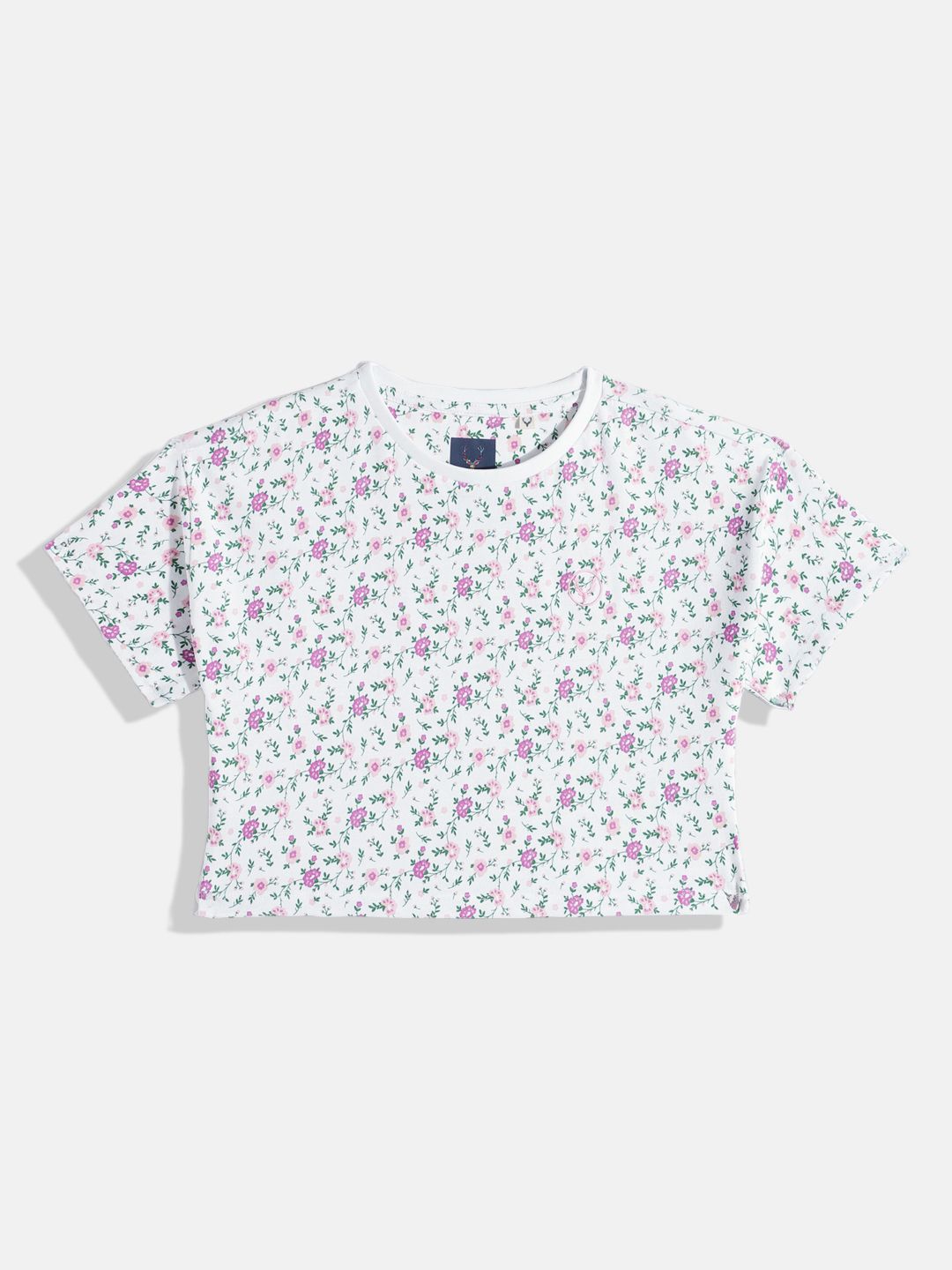 Allen Solly Junior Girls Floral Printed Pure Cotton Crop T-shirt-picture-20
