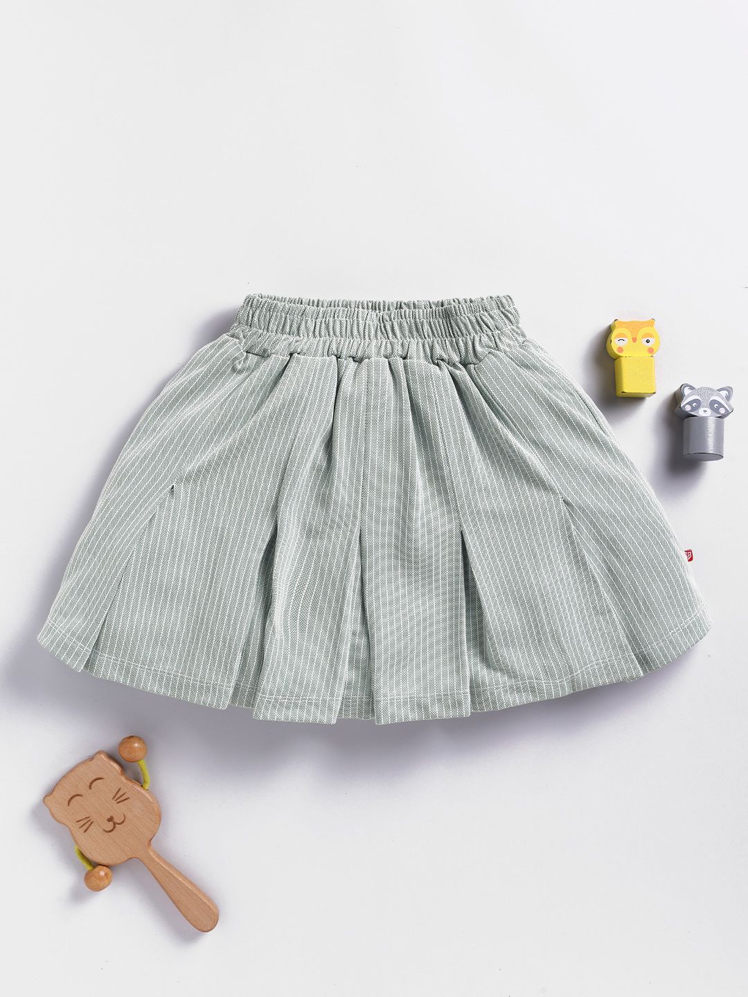 Here&Now X Game Begins Girls Striped Pleated Flared Skirt-picture-19