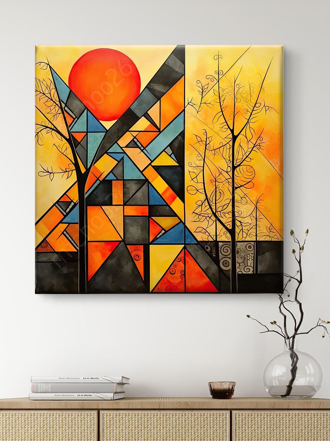 Myntra Elegant Homes Yellow & Black Printed Canvas Wall Art-picture-25