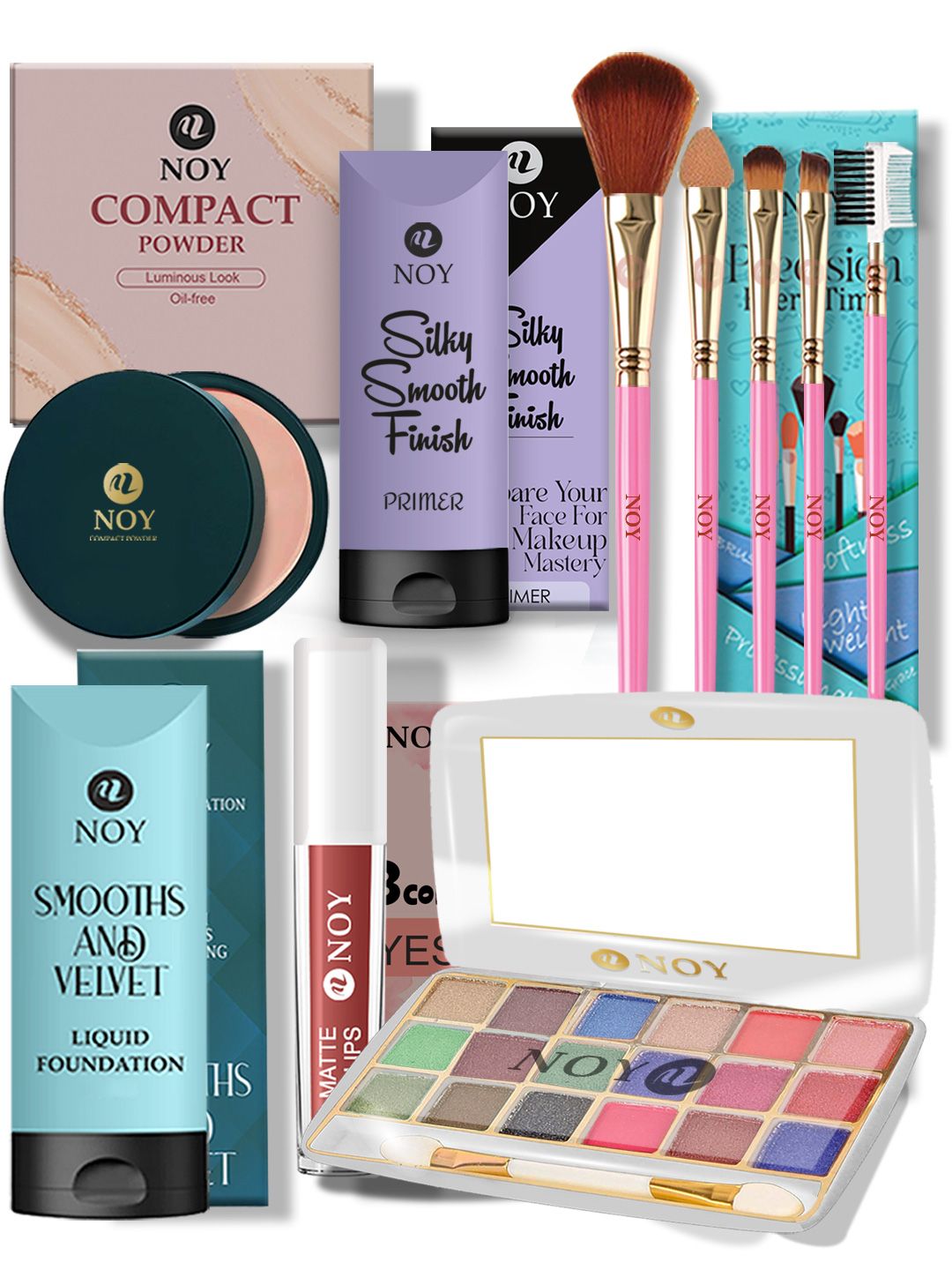 NOY Set Of 10 Compact, Lipstick, Primer, Lipstick & Eyeshadow Makeup Combo-picture-27
