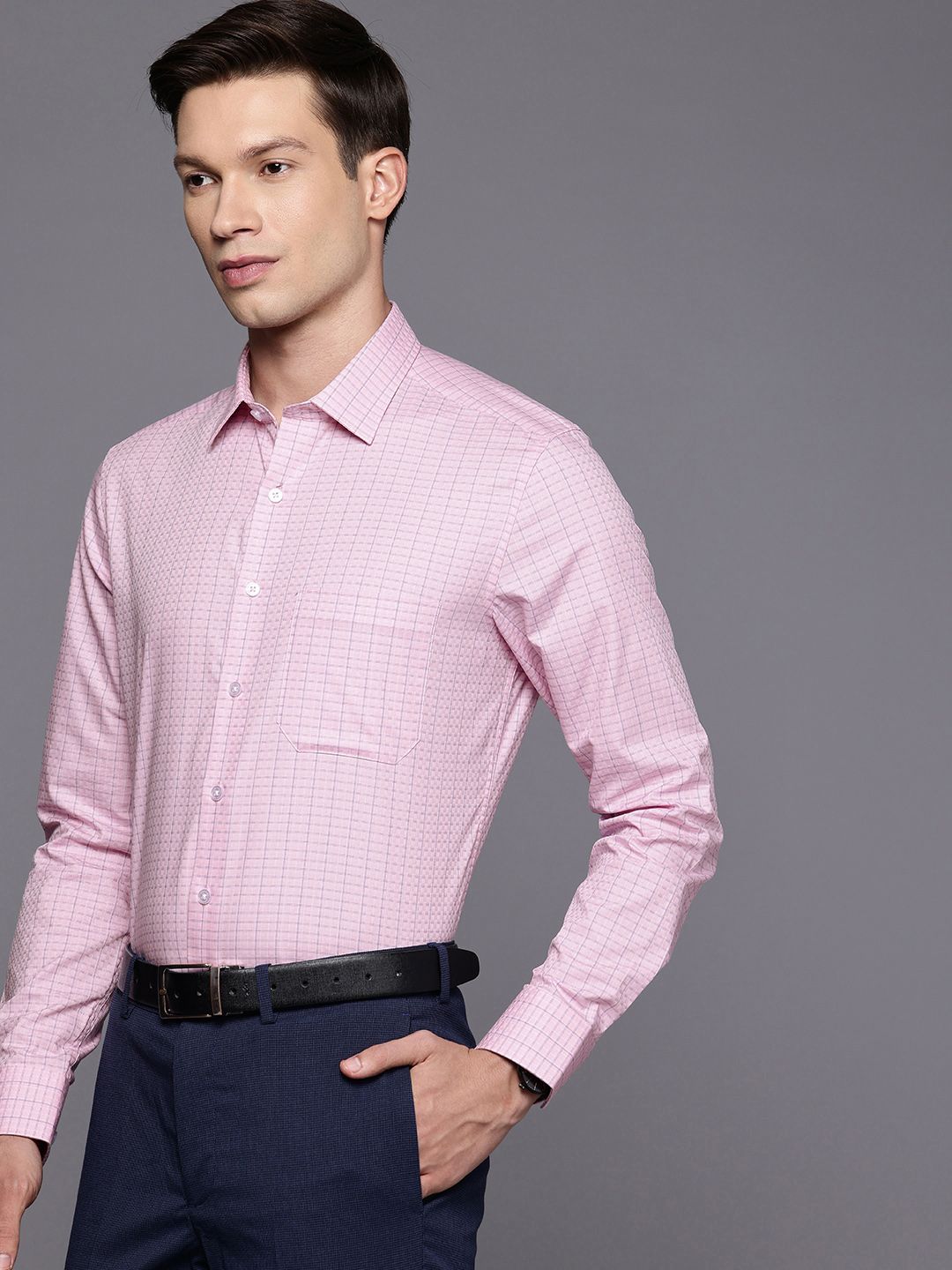 Louis Philippe Slim Fit Checked Pure Cotton Formal Shirt-picture-25