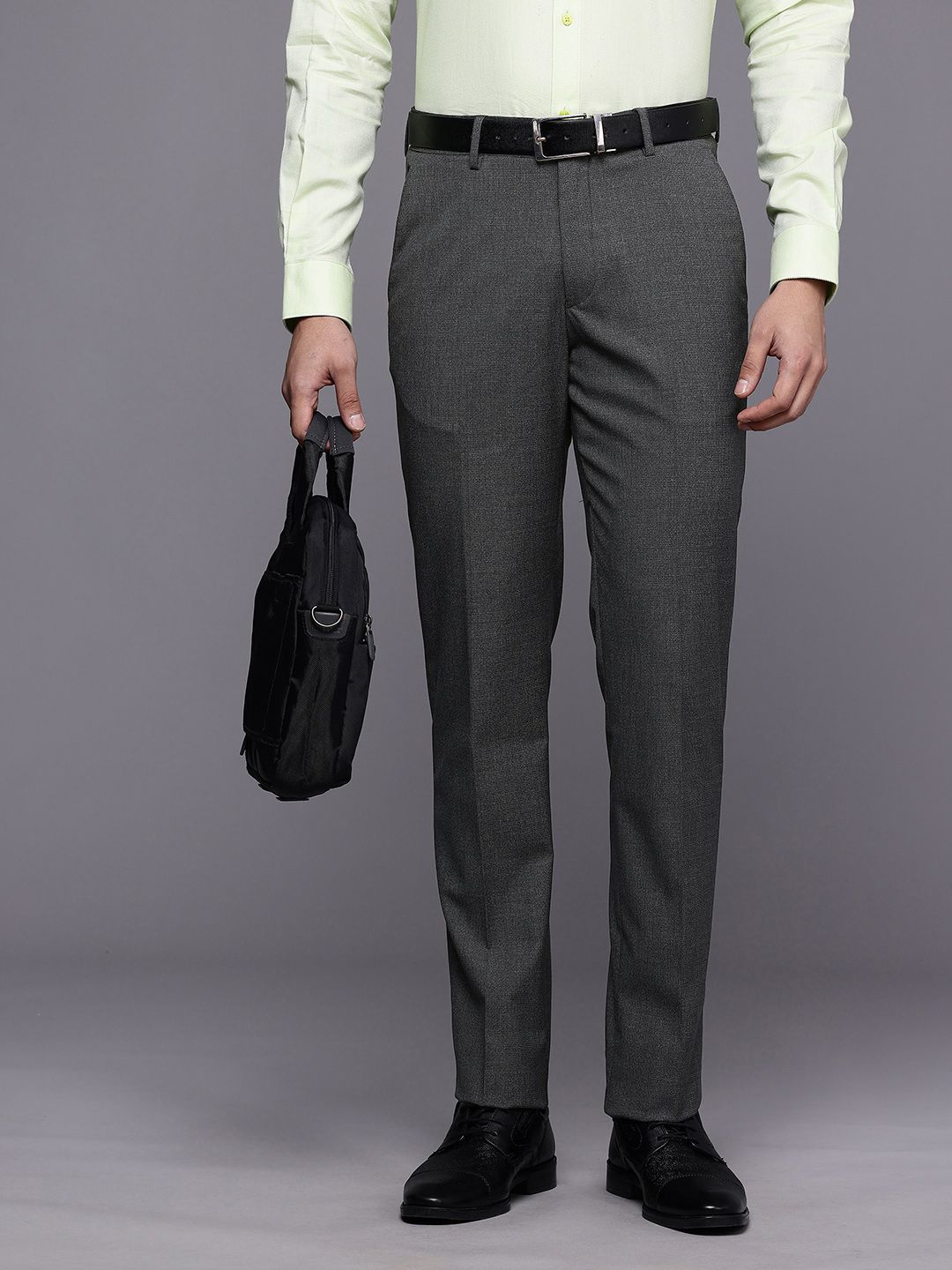 Louis Philippe Men Self-Design Slim Fit Formal Trousers-picture-26