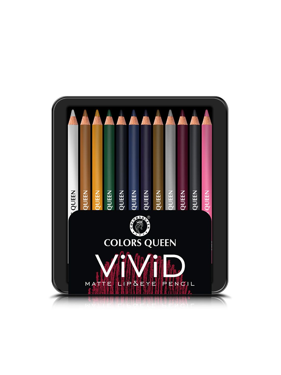 Colors Queen Set Of 12 Vivid Matte Lip Liner & Eye Pencil - 1.5 g Each - MLE- 003 C-image-37