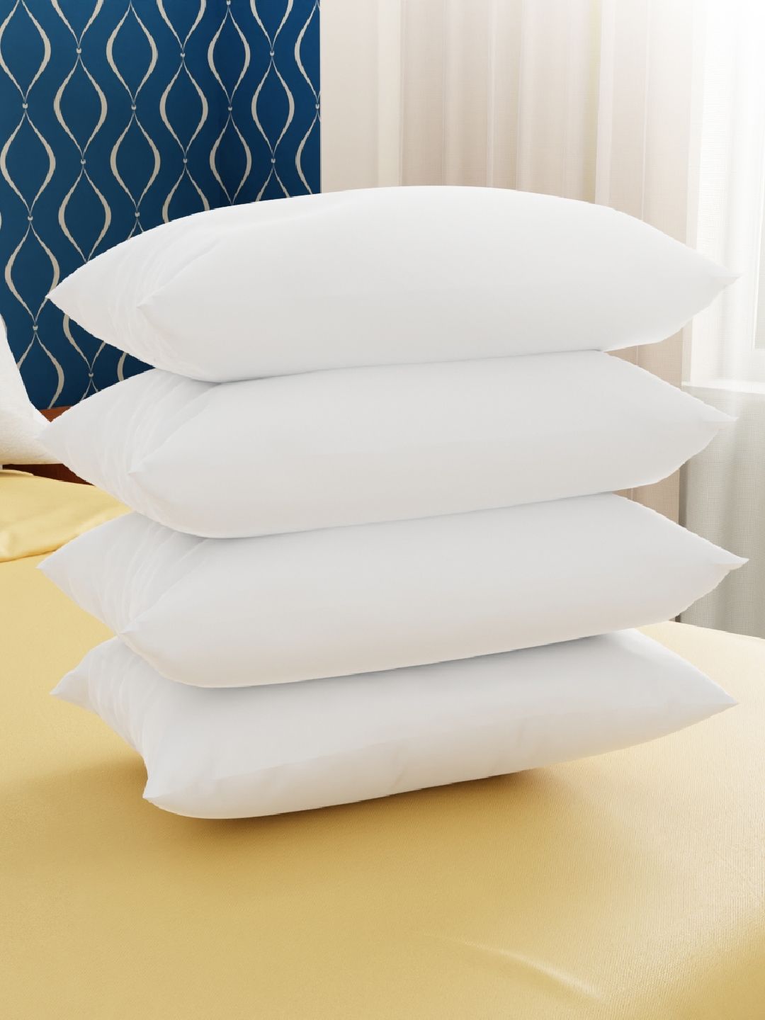 MAXNAP Sleep Support White Set of 4 Fibre Filled Polyester Sleep Pillow-image-10
