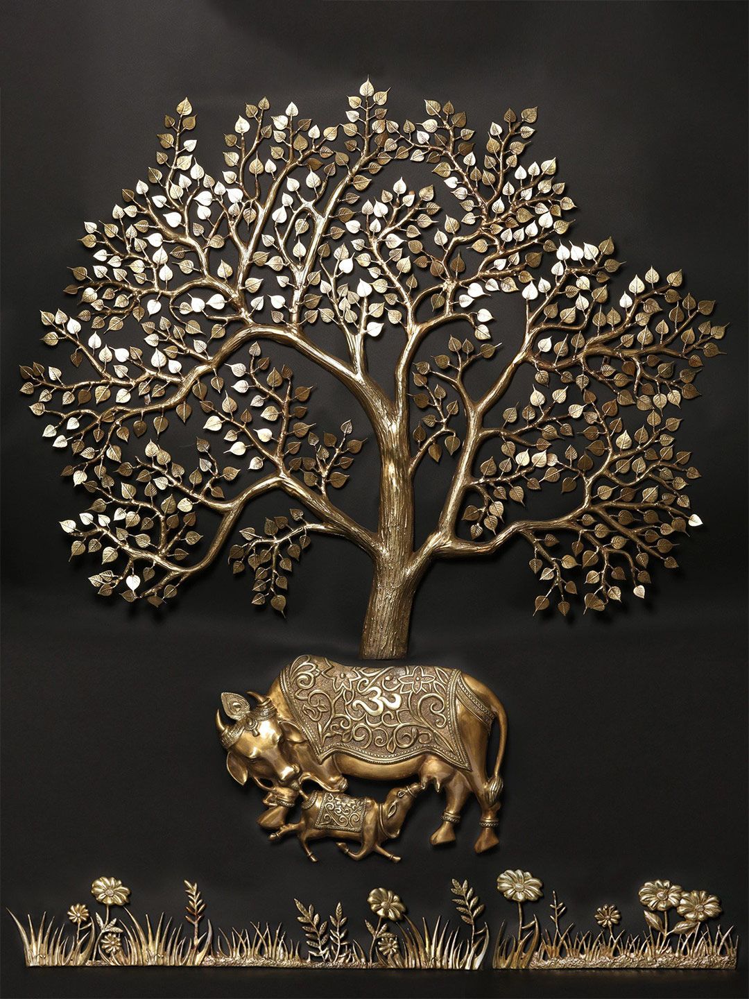 Exotic India Gold Toned Brass Wall Decor-picture-20