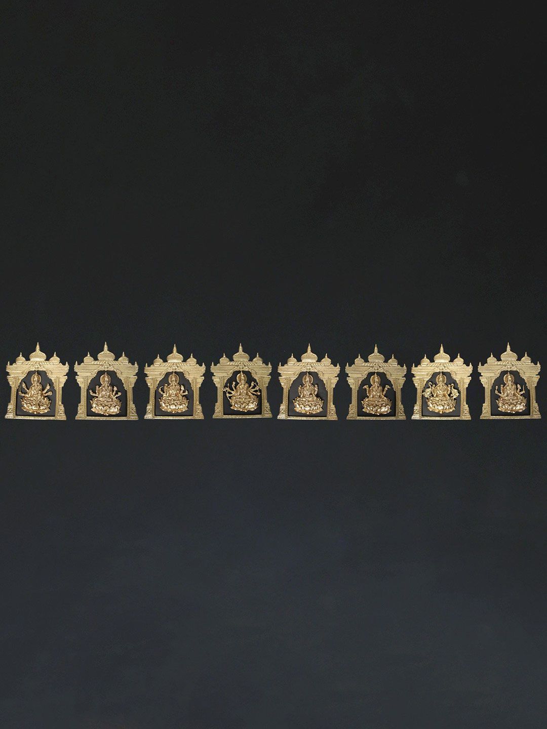 Exotic India Gold Toned Brass Ashtalakshmi Goddess of Prosperity & Wealth Wall Decor-picture-18
