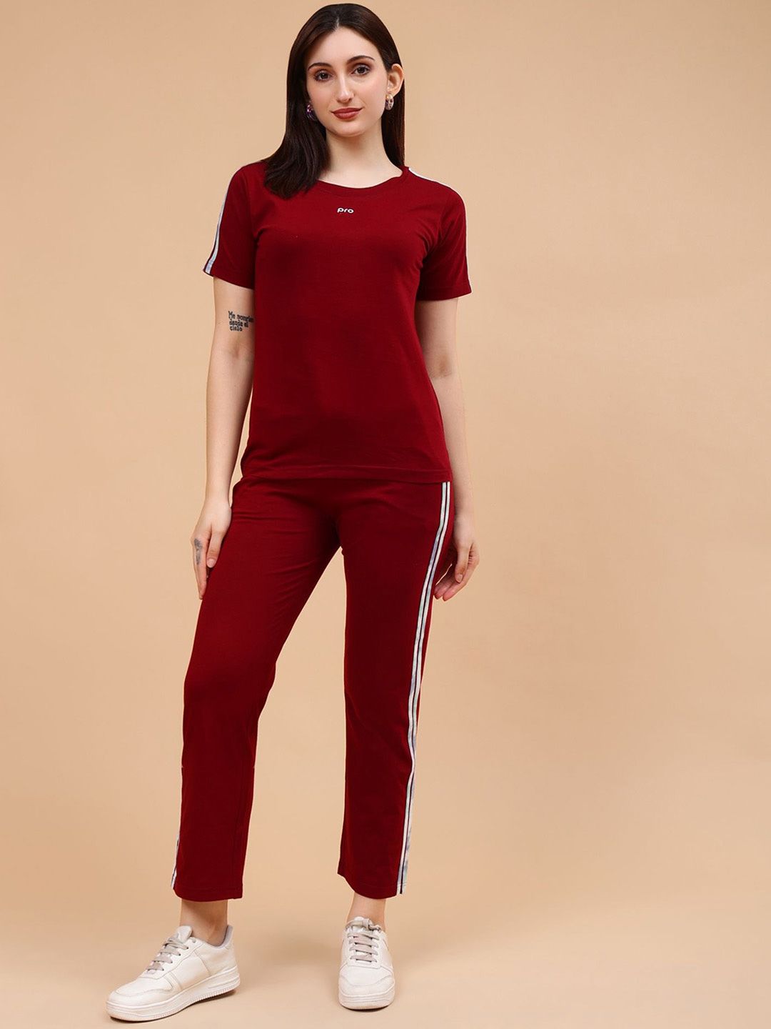 PRRODALITY Printed Pure Cotton Round Neck T-Shirt With Trousers Co-Ords Set-picture-12