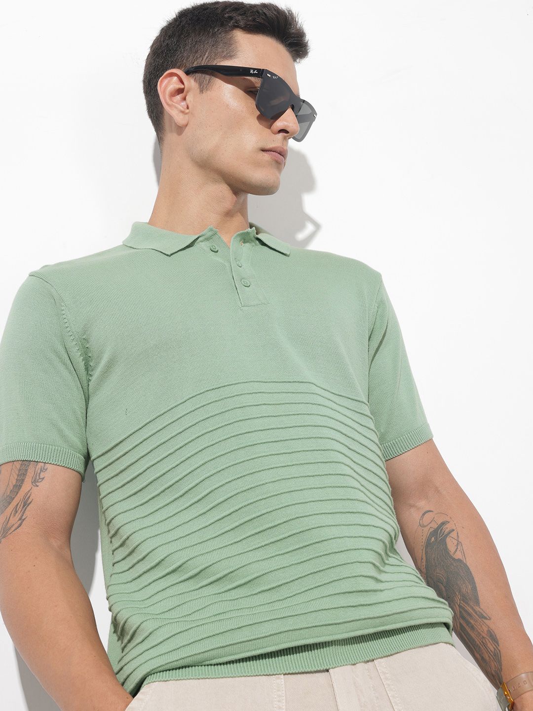The Roadster Lifestyle Co. Men Self Design Polo Collar T-shirt-picture-39