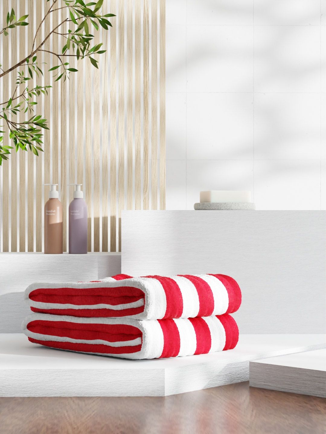 MAXNAP Sleep Support Cabana Red & White Striped 2 Pieces 200 GSM Towel Set-picture-55