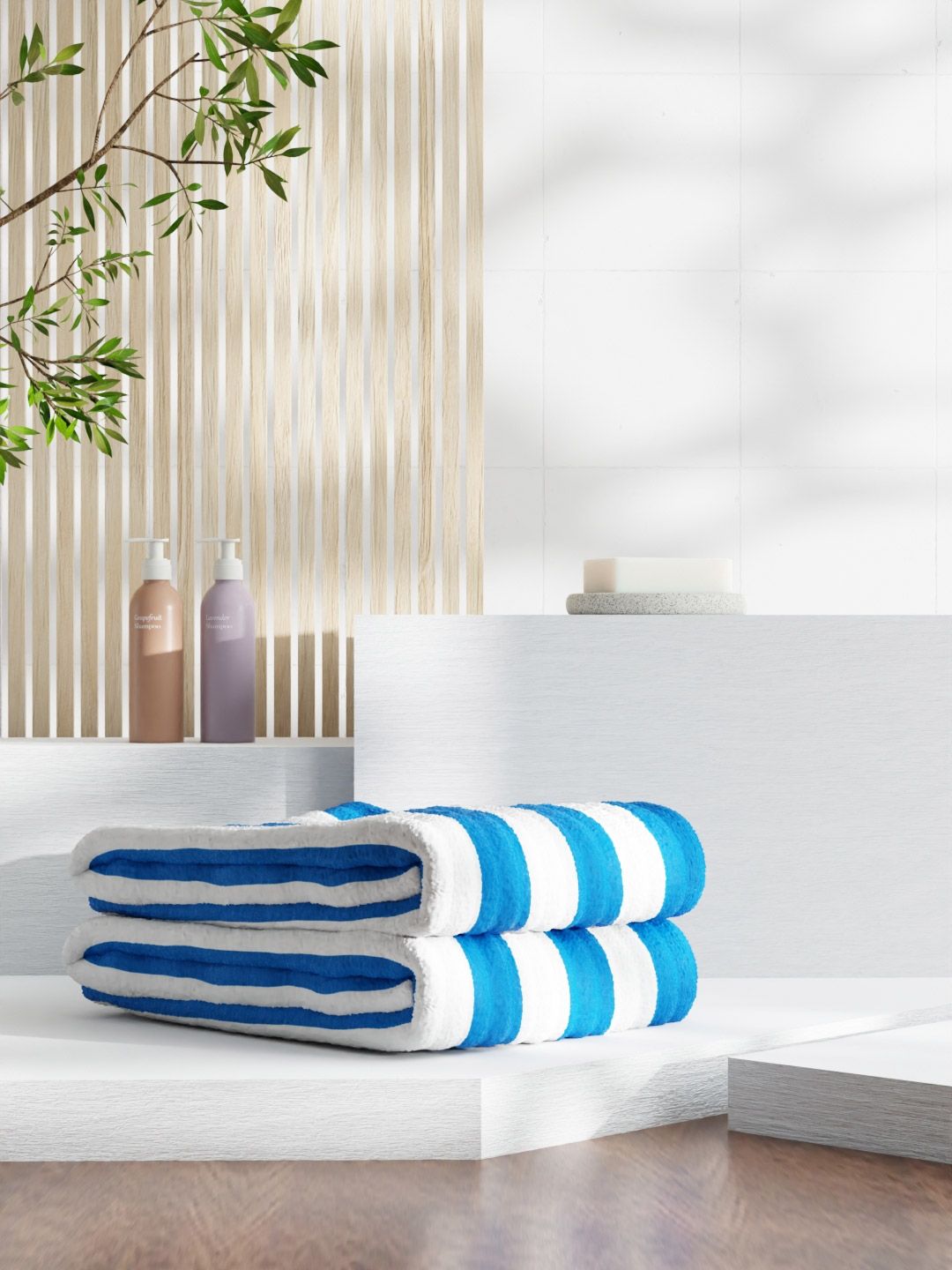 MAXNAP Sleep Support Cabana Blue & White Striped 2 Pieces 200 GSM Towel Set-picture-47