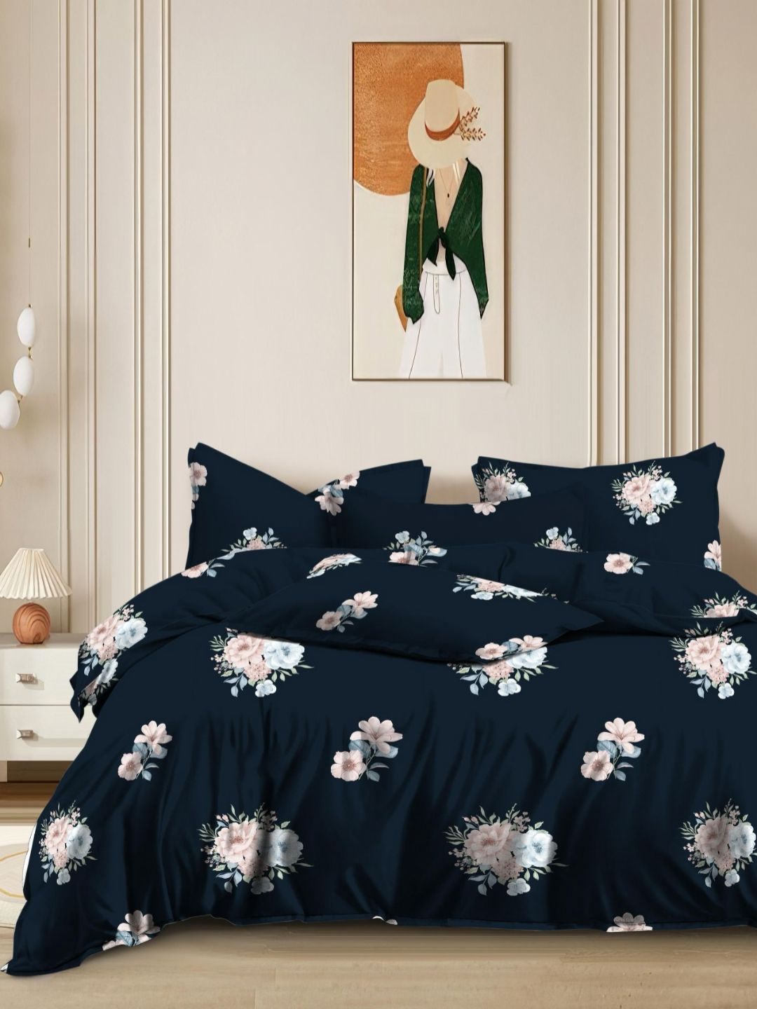 Homio Furnishings Private Limited Montreal Black Printed King Bedsheet Set 1.9 m x 1.8 m-picture-29