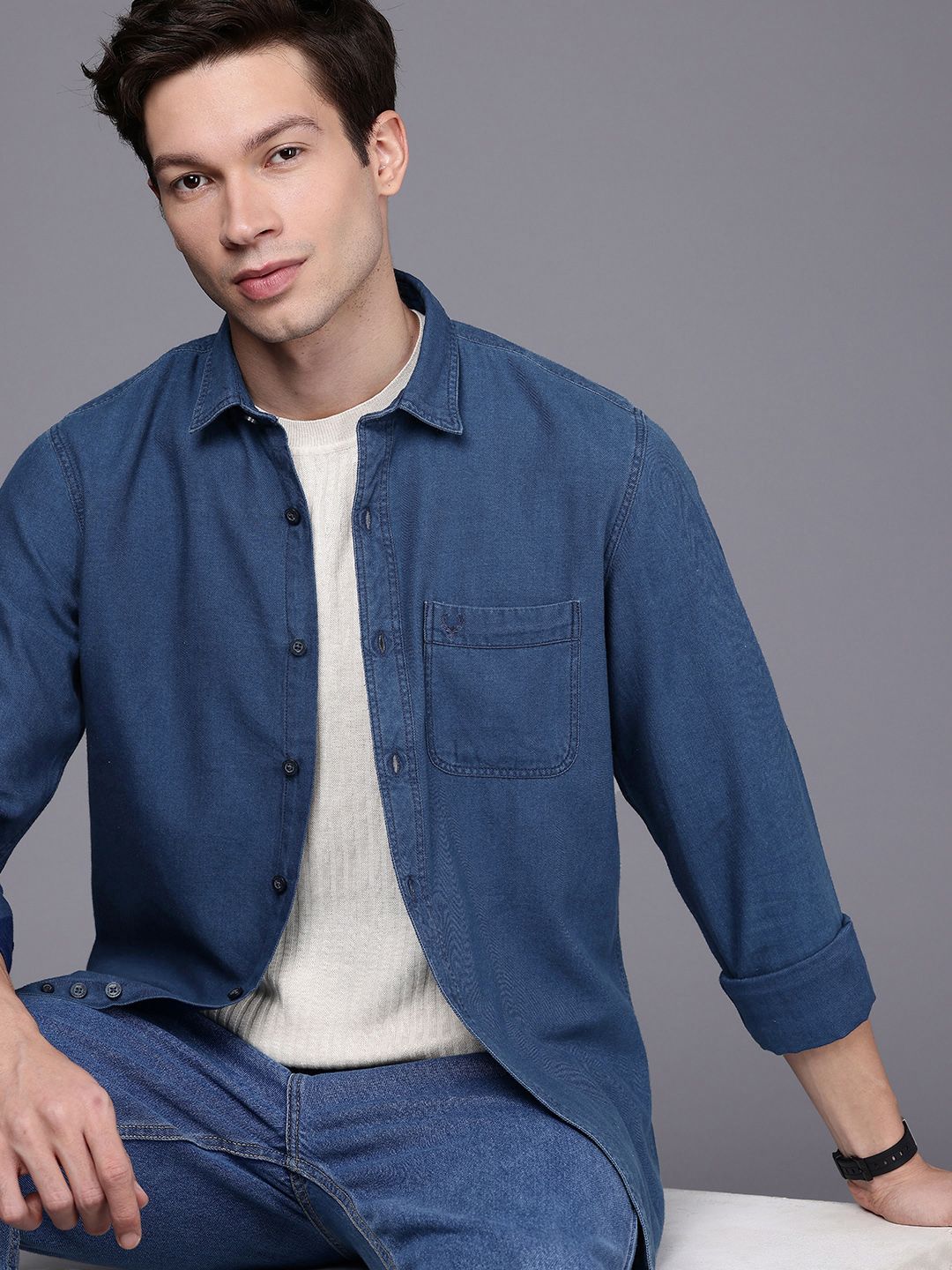 Allen Solly Pure Cotton Custom Slim Fit Casual Shirt-picture-17